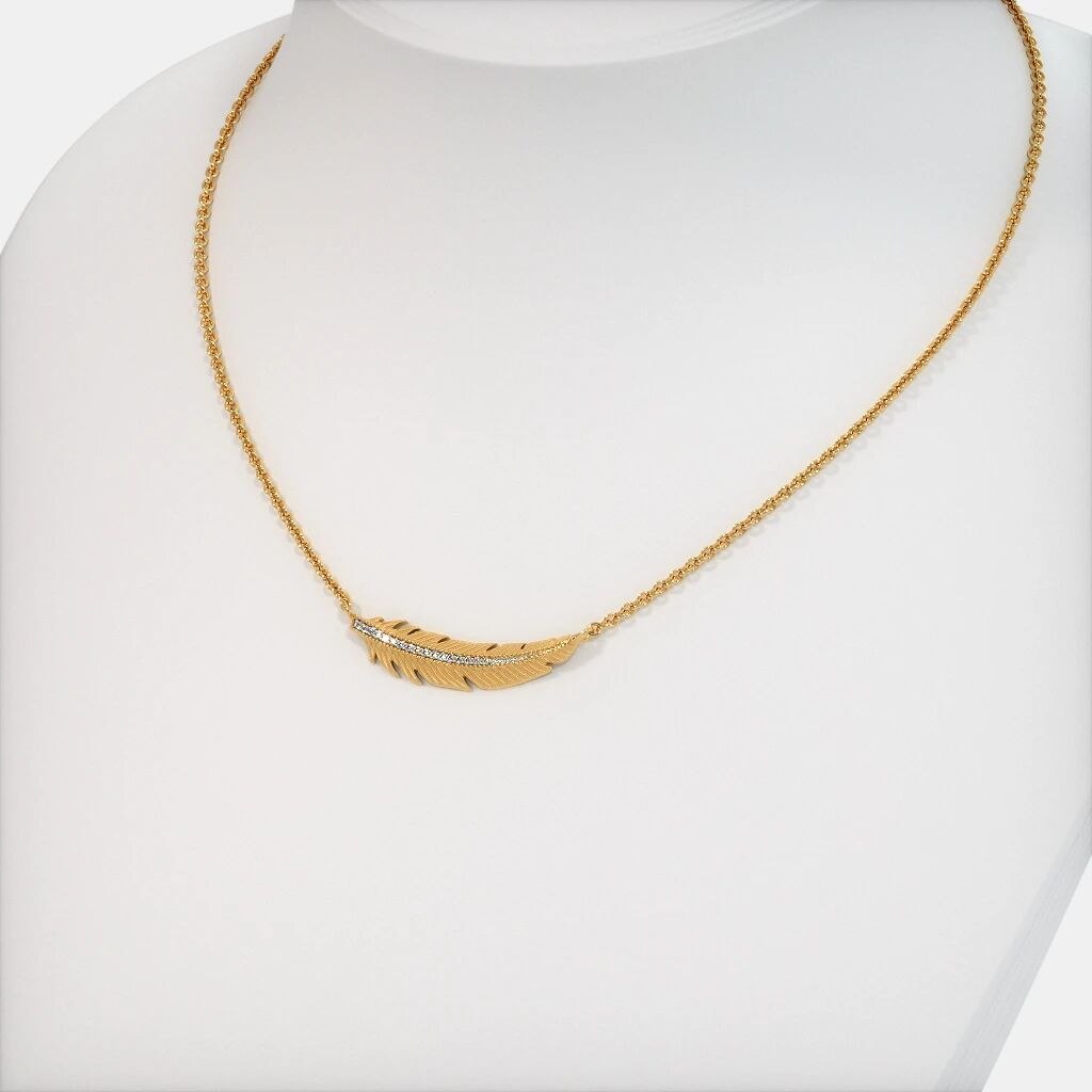 Gold-Plated Feather Pendant Necklace