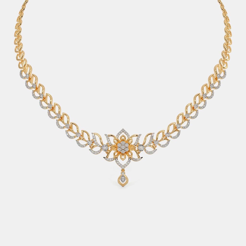 Gold-Plated Floral Diamond Necklace