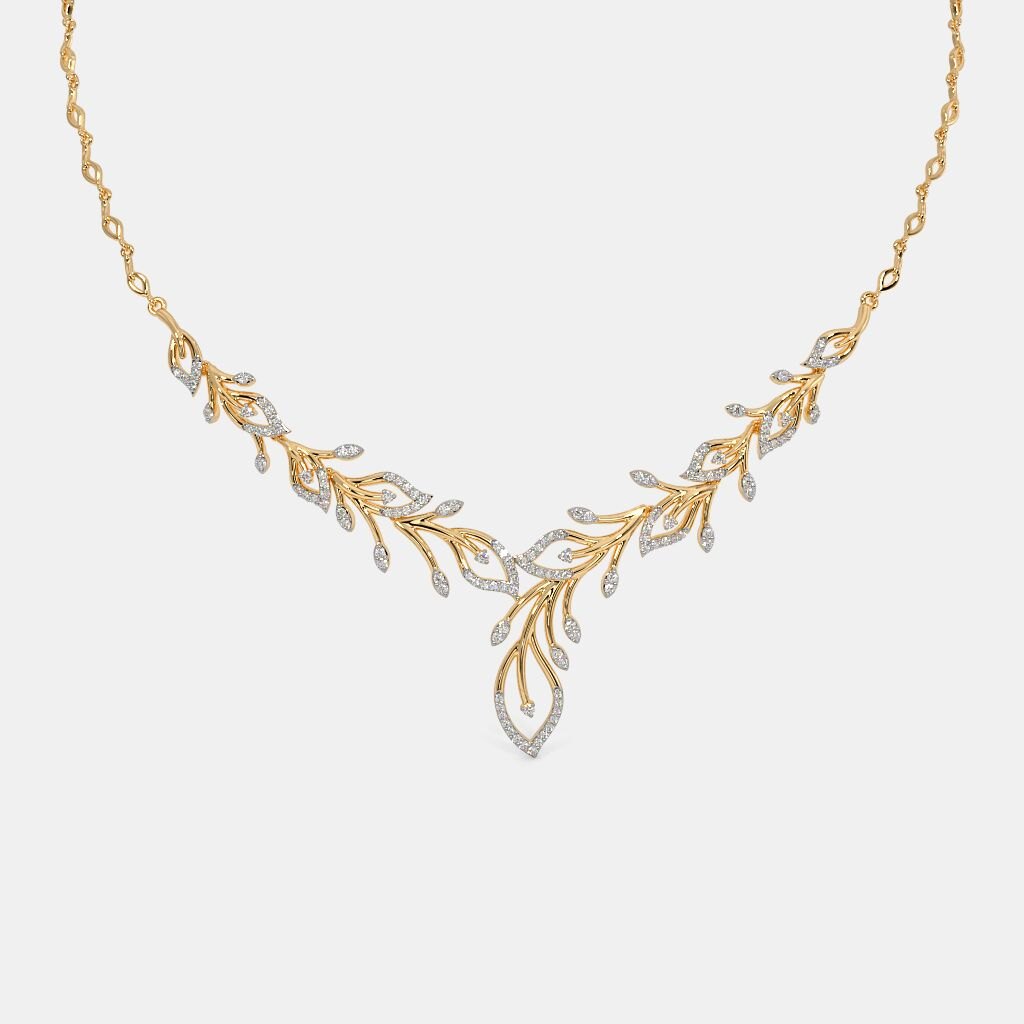 Leaf Cascade CZ Gold-Plated Necklace