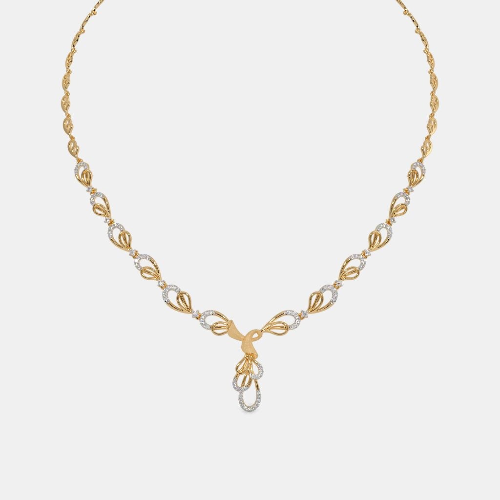 Twin Loop CZ Gold-Plated Designer Necklace