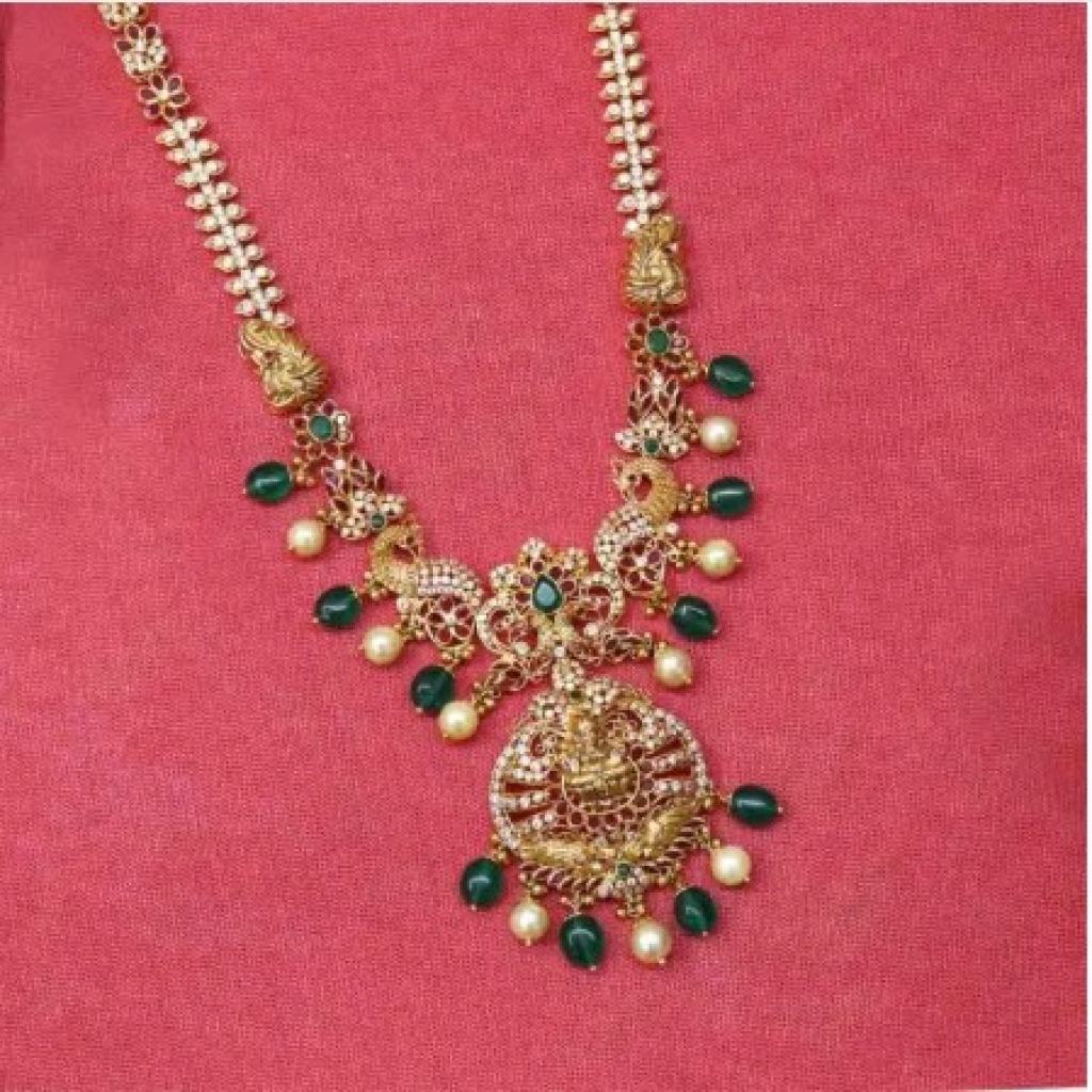 Peacock Temple Jadau Haram Gold Necklace