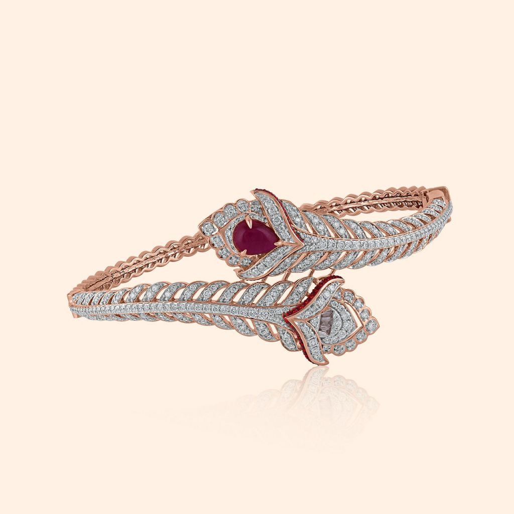 Ruby Crest Rose Gold Diamond Bangle