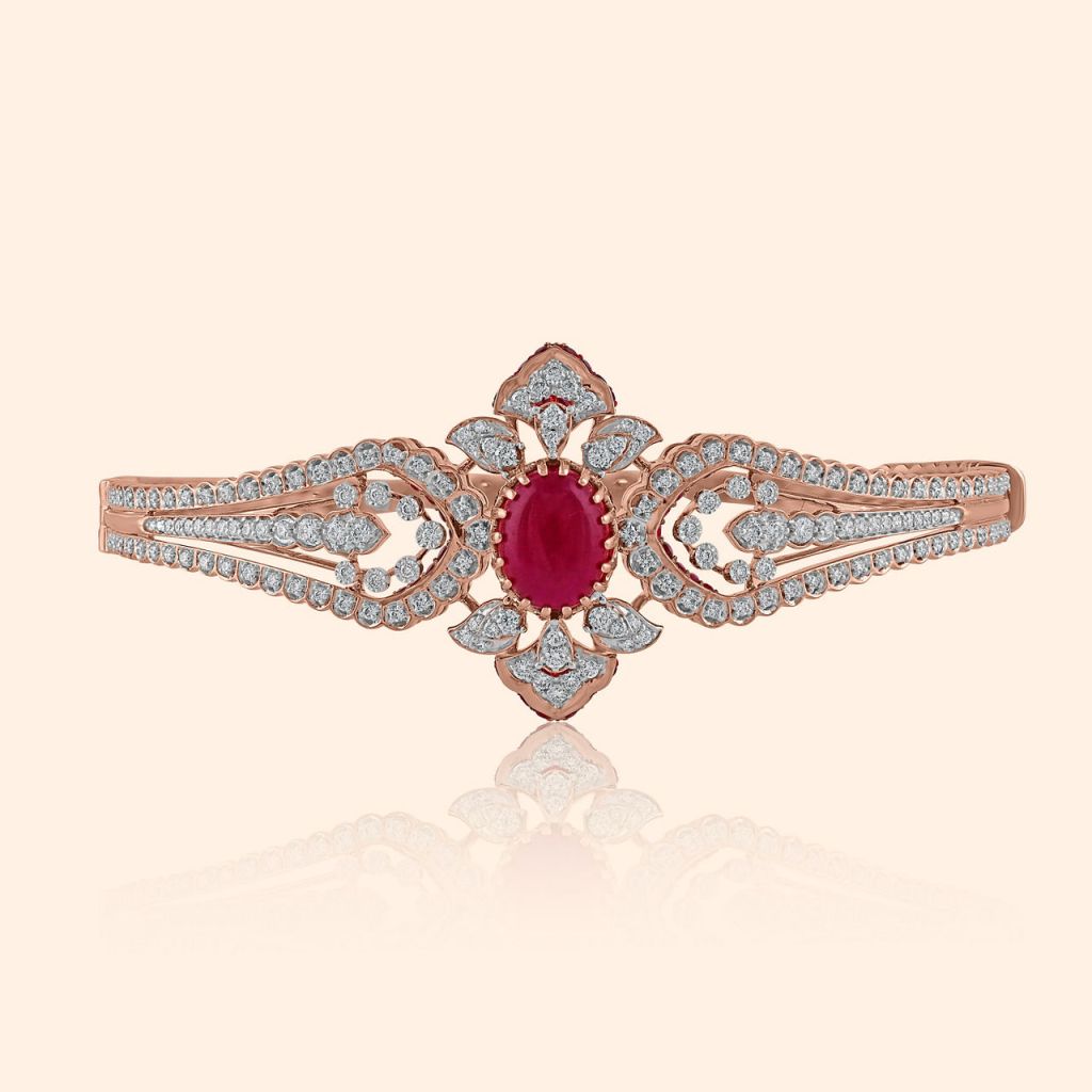 Rosy Flourish Diamond Oval Bangle