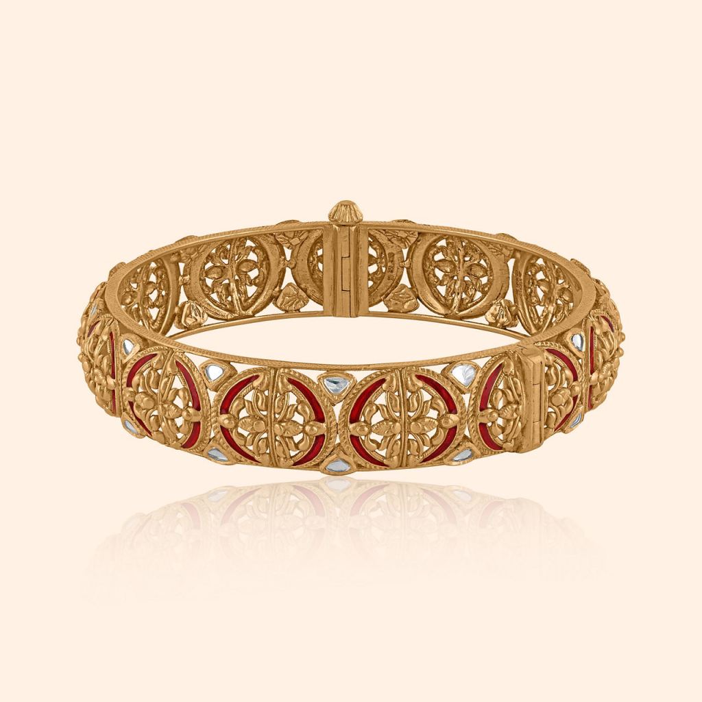 Maroon Medallion Gold Bangle