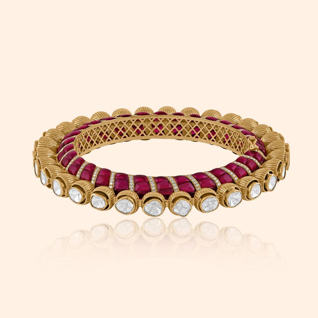 Fuchsia Groove Polki Bangle