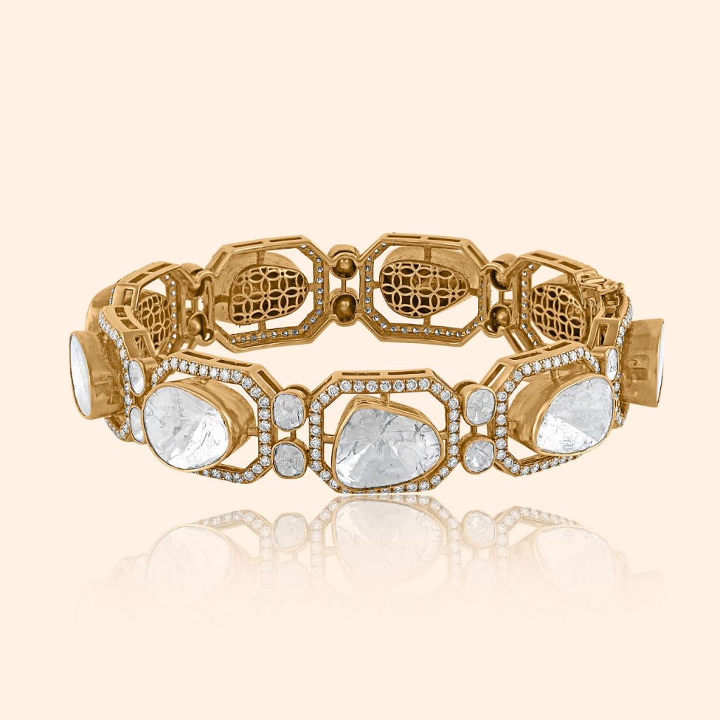 Ornate Lattice Polki Bangle