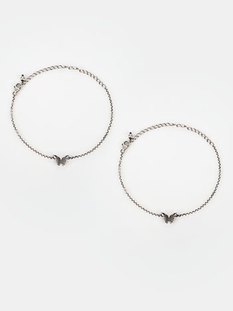 Silver Mini Butterfly Charm Anklets