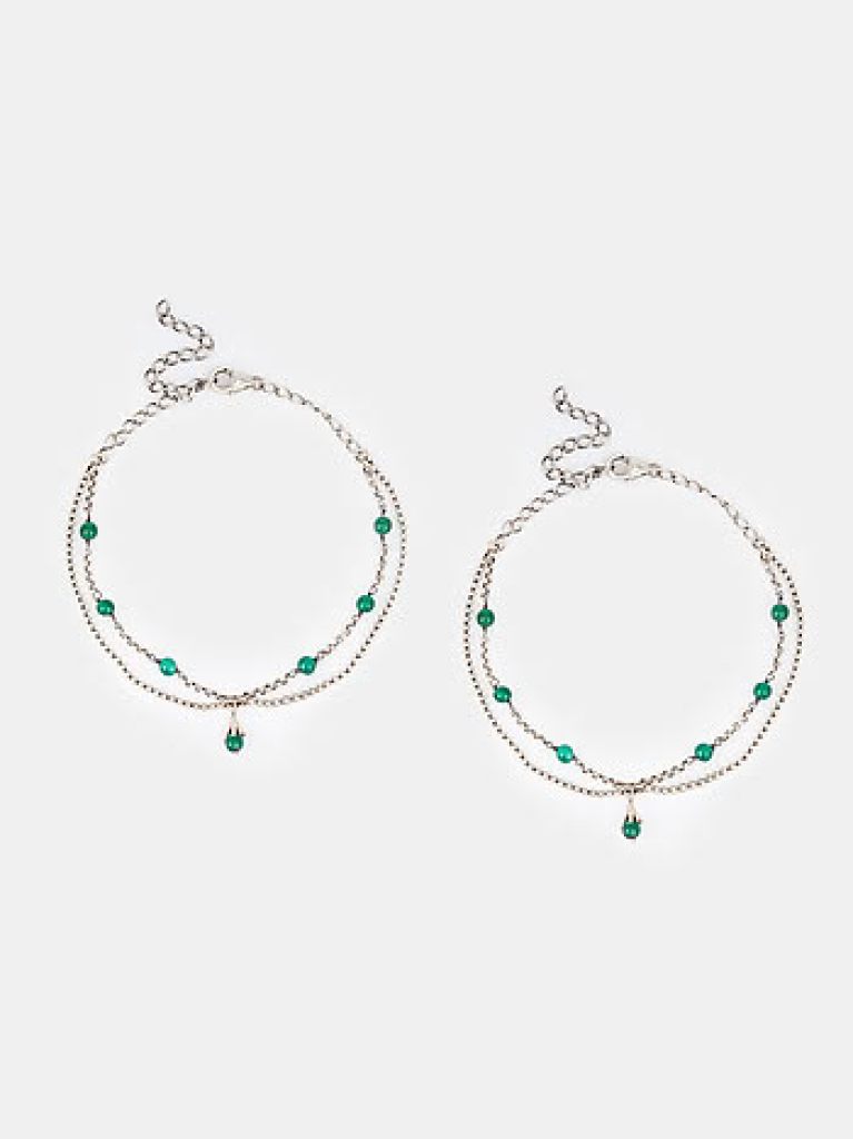 Emerald Echo Layered Anklet