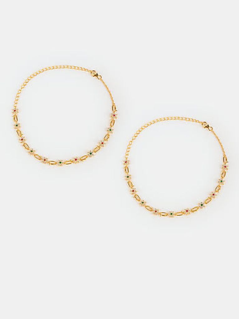 Golden Harmony Stone Anklets