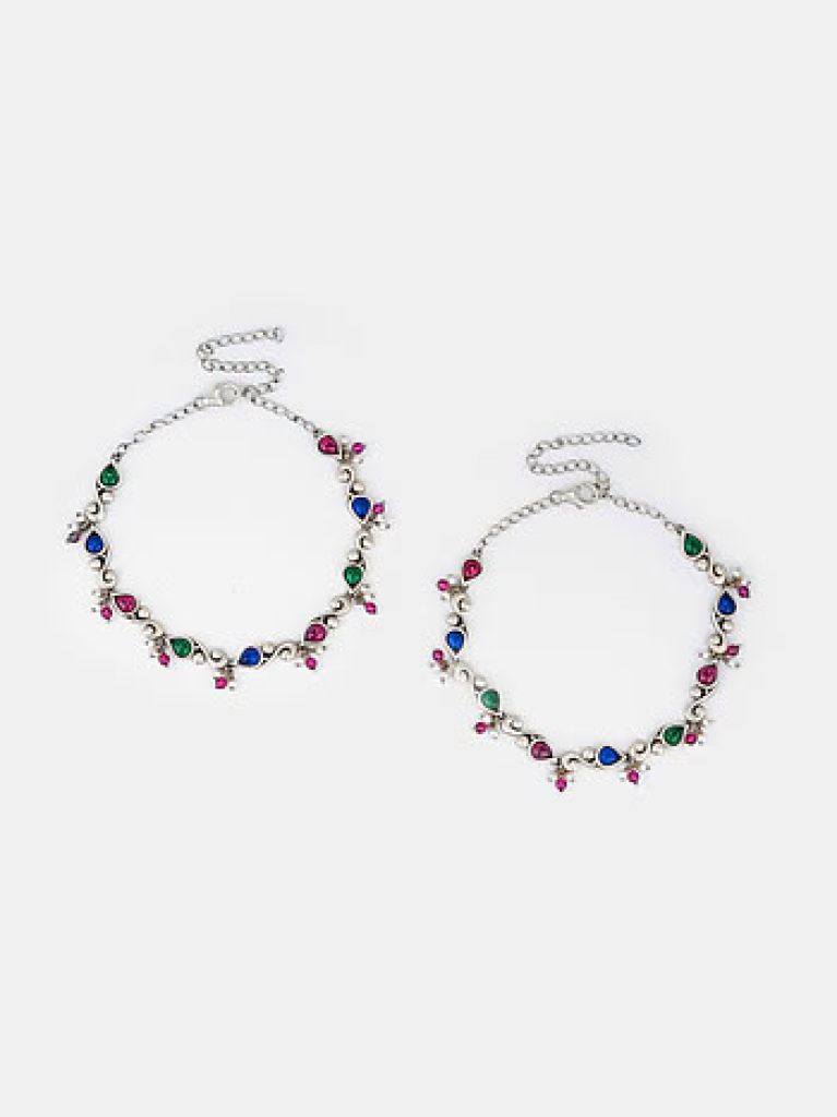 Festive Aura Oxidised Anklets