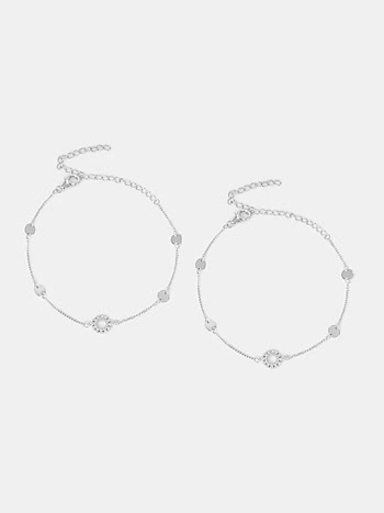 Shimmering Circle Charm Anklets