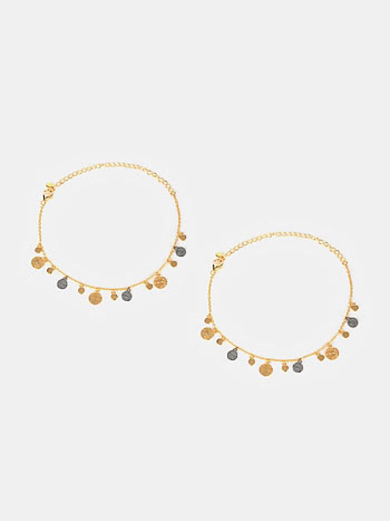 Meant to Shine Confetti Anklets in Dual Plated 925 Silver