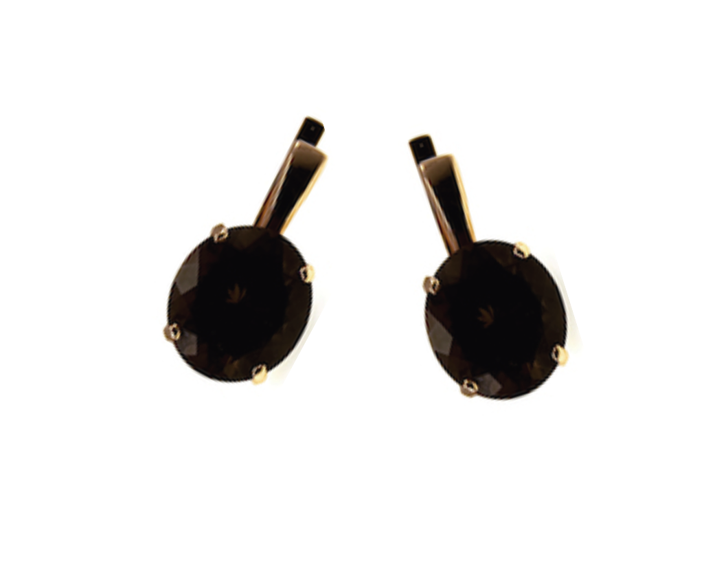 Oval-cut Brown Topaz Earrings, 18k yellow gold