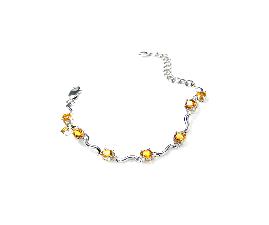 Oval-cut Yellow Golden Citrine Bracelet, 18k white gold