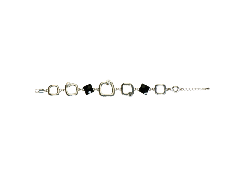 Princess-cut Black Tourmaline and Diamond Bracelet, 18k white gold