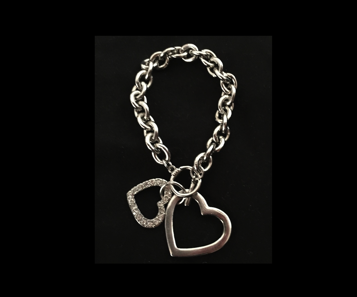 White Diamond Heart Charm Bracelet, 18k white gold