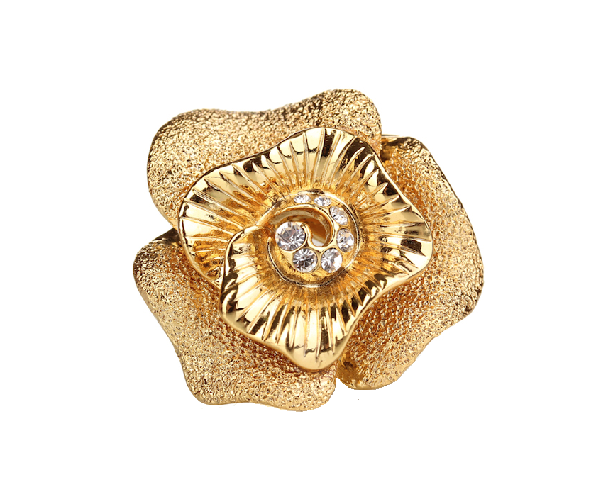 Vintage Golden Flower Brooch, 18k yellow gold