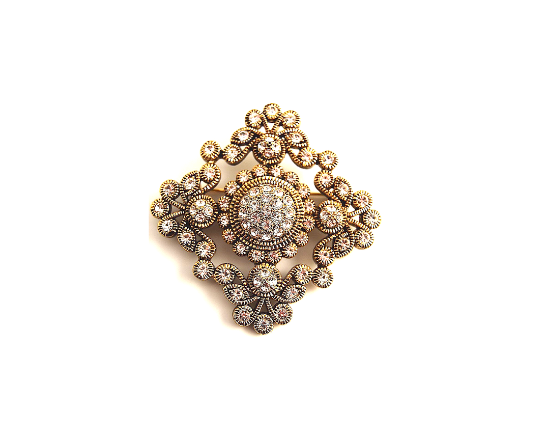 Brilliant-cut White Diamond Brooch, 18k yellow gold