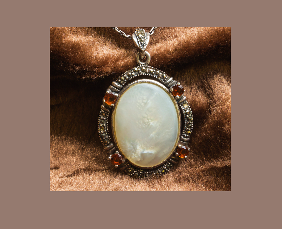 Oval-cut White Opal and Golden Yellow Citrine Pendant, 18k white gold