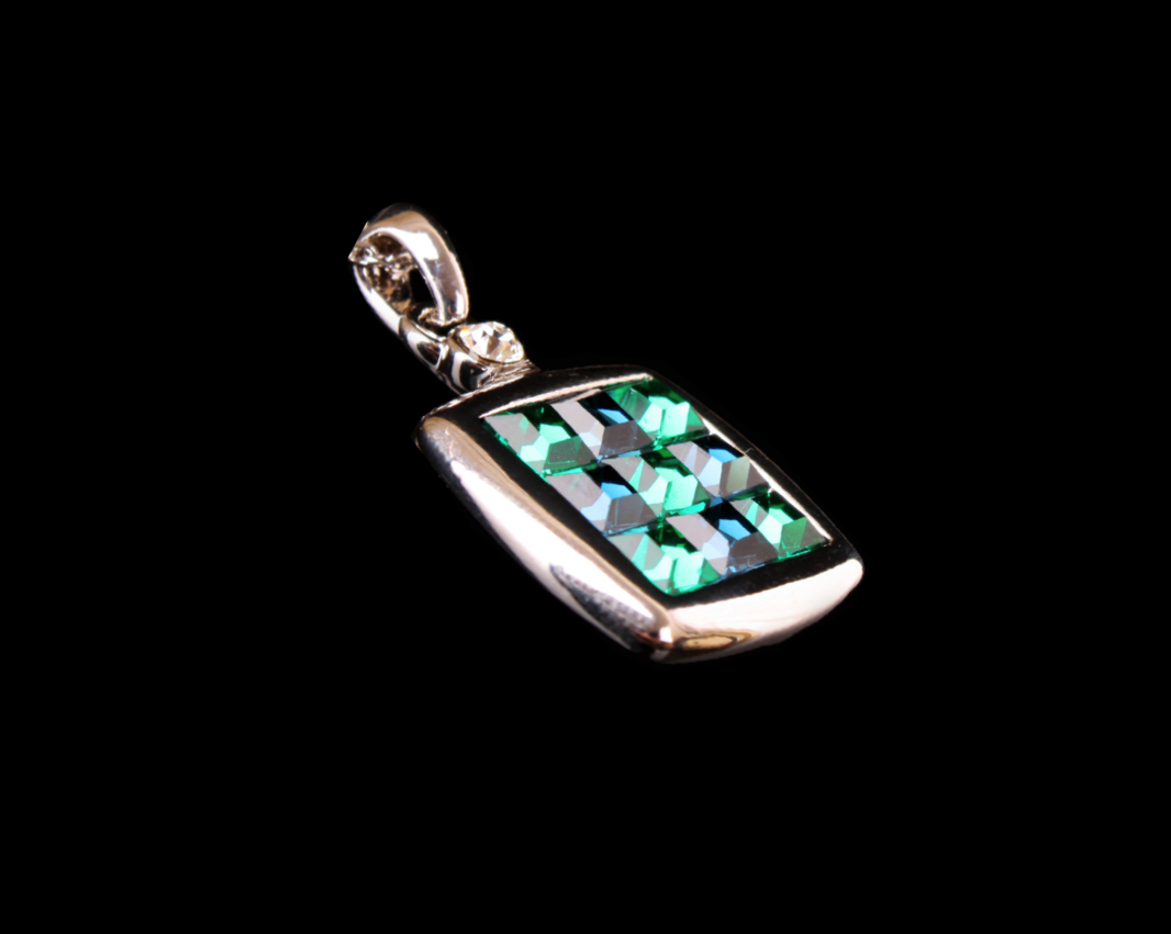 Square-cut Bluish Green Indicolite Tourmaline Pendant, 18k white gold