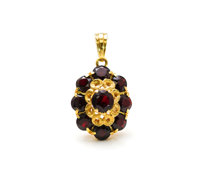 Brilliant-cut Dark Red Ruby Pendant ,18k yellow gold