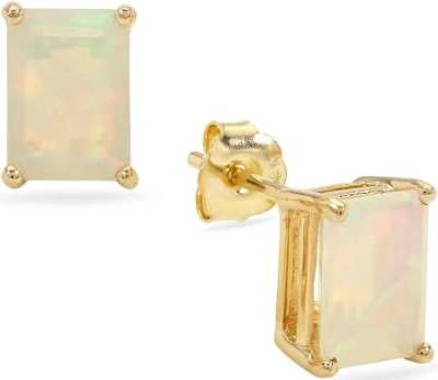 Real Opal Earring Studs in Hallmarked Gold (TVNK59)