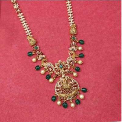 Peacock Temple Jadau Haram Gold Necklace