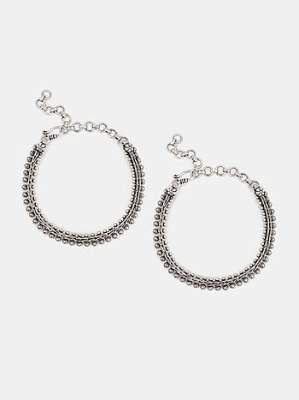 Oxidised Antique Jijis Mela Tour Anklets in 925 Silver