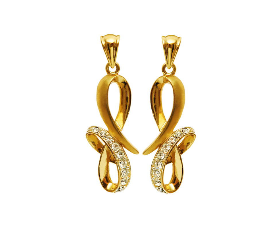 Brilliant-cut White Diamond Earrings, 18k yellow gold